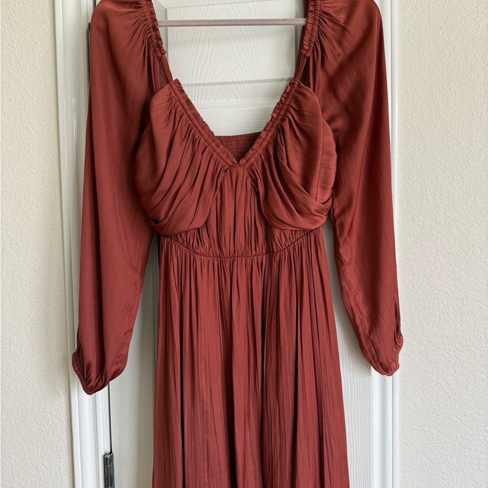 Anthropologie Terracotta XS Long Sleeve Dress